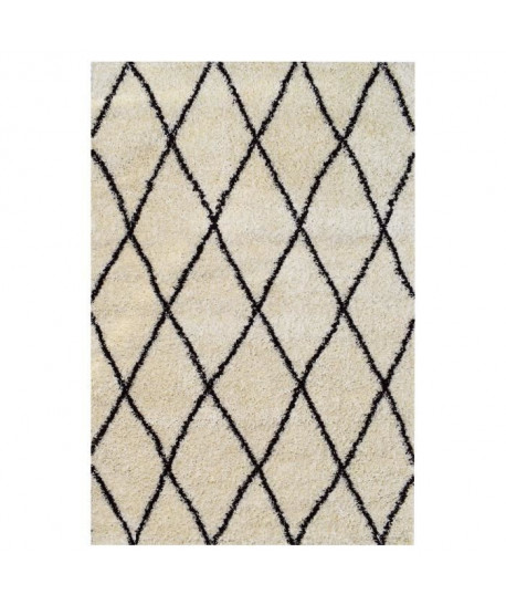 ASMA Tapis de salon Shaggy Berbere  100% polypropylene  160x230 cm  Blanc creme