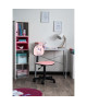 LICORNE Chaise de bureau enfant  Tissu rose avec impression licorne  L 54 x P 39,5 cm
