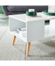 ANNETTE Table basse scandinave décor blanc  pieds en bois eucalyptus  L 90 x l 45 cm