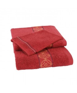 JULES CLARYSSE Lot de 1 serviette  1 drap de bain  1 gant de toilette ORIENTAL Rouge