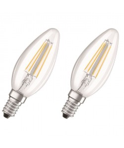 NEOLUX Lot de 2 Ampoules LED E14 flamme claires 4 W équivalent a 40 W blanc chaud