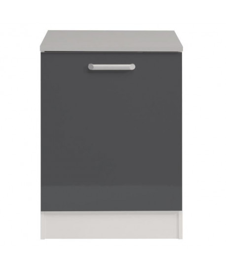 COOK Meuble bas de cuisine 60 cm avec plan de travail inclus  Décor gris