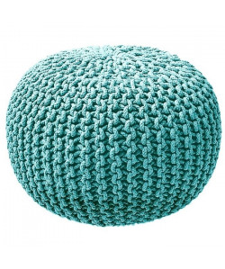 TODAY Pouf tricot Hippie Chic 100% coton  Ř45x30 cm  Bleu