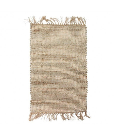 INDIRA Tapis de salon ou chambre en jute et coton  60x90 cm  Naturel