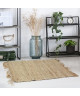 INDIRA Tapis de salon ou chambre en jute et coton  60x90 cm  Naturel