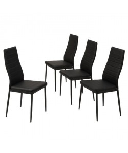 SAM Lot de 4 chaises de salle a manger en simili noir  Style contemporain  L 50 x P 44 cm