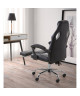 DESPINA Chaise de bureau  Simili noir et tissu gris  Classique  L 64 x P 70 cm