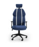 BUZZ Chaise de burreau  Simili et tissu bleu  Style urbain  L 63 x P 67 cm