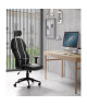 BUZZ Chaise de bureau  Simili et tissu noir  Style urbain  L 63 x P 67 cm