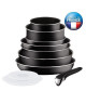 TEFAL INGENIO ESSENTIAL Batterie de cuisine 10 pieces L2008802 1620242628cm  Tous feux sauf induction  Noir