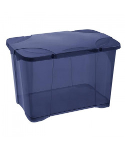 EDA PLASTIQUE Boîte de rangement Clip\'Box 60 L avec roulette  Bleu couvercle avec charniere  60 x 40 x 40,7 cm