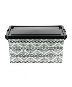 Boîte de rangement en plastique Ethnic 13L  38,5 x 27,5 x 18,5 cm  Noir, Jaune et Blanc