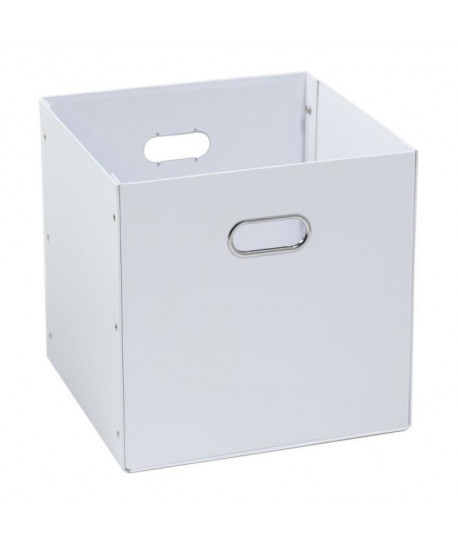 Tiroir de rangement en carton pliable Tootsie  32,7 x 32,7 x 30,7 cm  Blanc  2 poignées métalliques