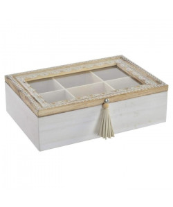 Boîte a infusion Mandala en bois et verre  24x16x7 cm  Marron
