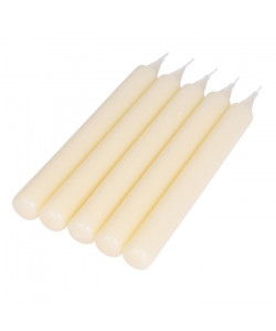 Lot de 5 bougies de table  H 20 cm  Ecru