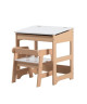 TIMO Bureau enfant  fauteuil scandinave blanc et décor bois mat  L 57 cm