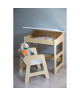 TIMO Bureau enfant  fauteuil scandinave blanc et décor bois mat  L 57 cm