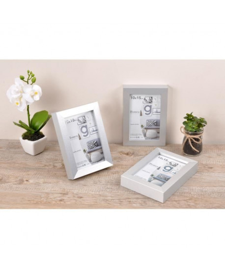 Lot de 3 cadres photo Loft  10x15 cm  MDF  Gris argenté