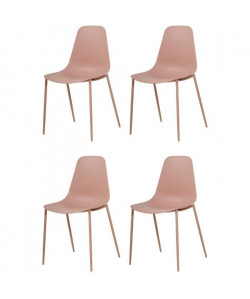 SHIRLEY Lot de 4 chaises de salle a manger  Rose mat  Scandinave  L 45 x P 52 cm