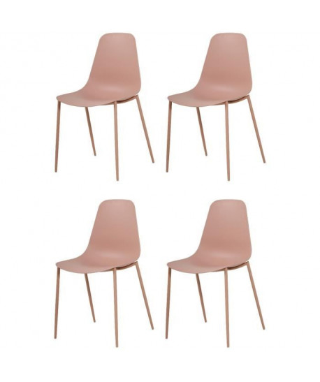 SHIRLEY Lot de 4 chaises de salle a manger  Rose mat  Scandinave  L 45 x P 52 cm