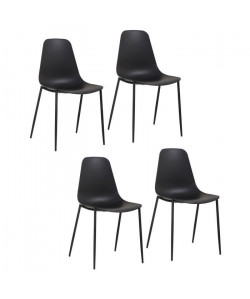 SHIRLEY Lot de 4 chaises de salle a manger  Noir mat  Scandinave  L 45 x P 52 cm