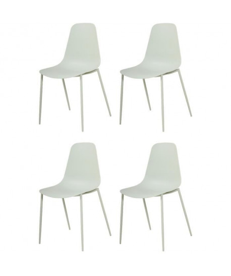 SHIRLEY Lot de 4 chaises de salle a manger  Vert mat  Scandinave  L 45 x P 52 cm