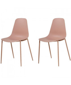 SHIRLEY Lot de 2 chaises de salle a manger  Rose mat  Scandinave  L 45 x P 52 cm