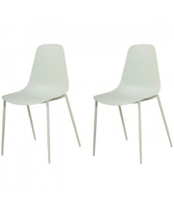 SHIRLEY Lot de 2 chaises de salle a manger  Vert mat  Scandinave  L 45 x P 52 cm