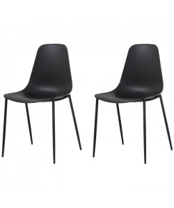 SHIRLEY Lot de 2 chaises de salle a manger  Noir mat  Scandinave  L 45 x P 52 cm