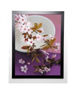 BEYLER CATHERINE Image encadrée Composition Zen : Branche de Prunus sur coupe 57x77 cm Violet