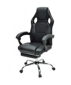 DESPINA Chaise de bureau  Simili et tissu noir  Classique  L 64 x P 70 cm