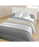 CALINE Couette imprimée Alezan  140 x 200 cm  Gris  1 coussin uni assorti 60 x 60 cm