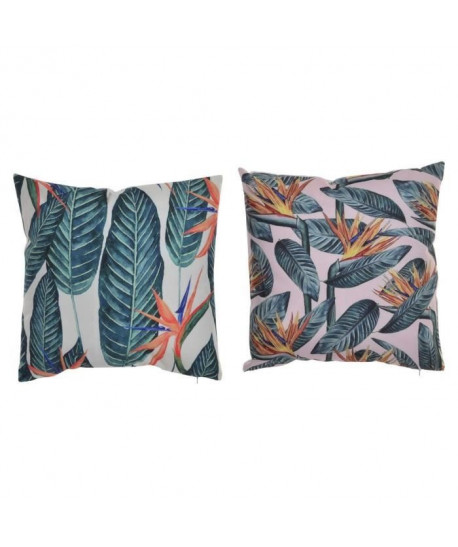 Lot de 2 coussins Tropical  Polyester  45x45 cm  400g  Vert