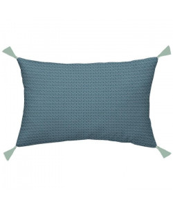 TODAY TROPIK SUMMER Coussin Pampilles Eclipse Cascade  30 x 50 cm  Bleu nuit et vert clair