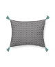 TODAY Coussin pompons Hippie Chic  Motif : zig zag  30x40 cm  Bleu et gris anthracite