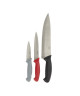 PRADEL HERITAGE Lot de 3 couteaux de cuisine en inox  Manche en plastique  Noir, gris et rouge