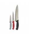 PRADEL HERITAGE Lot de 3 couteaux de cuisine en inox  Manche en plastique  Noir, gris et rouge