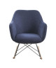 MENSH Fauteuil a bascule Rocking Chair  Tissu bleu marine  Pieds bois massif  scandinave  L 67 x P 75 cm