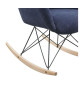 MENSH Fauteuil a bascule Rocking Chair  Tissu bleu marine  Pieds bois massif  scandinave  L 67 x P 75 cm