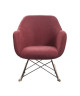 MENSH Fauteuil a bascule Rocking Chair  Tissu lie de vin  Pieds bois massif  scandinave  L 67 x P 75 cm