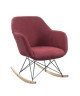 MENSH Fauteuil a bascule Rocking Chair  Tissu lie de vin  Pieds bois massif  scandinave  L 67 x P 75 cm