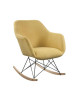 MENSH Fauteuil a bascule Rocking Chair  Tissu jaune moutarde  Pieds bois massif  scandinave  L 67 x P 75 cm
