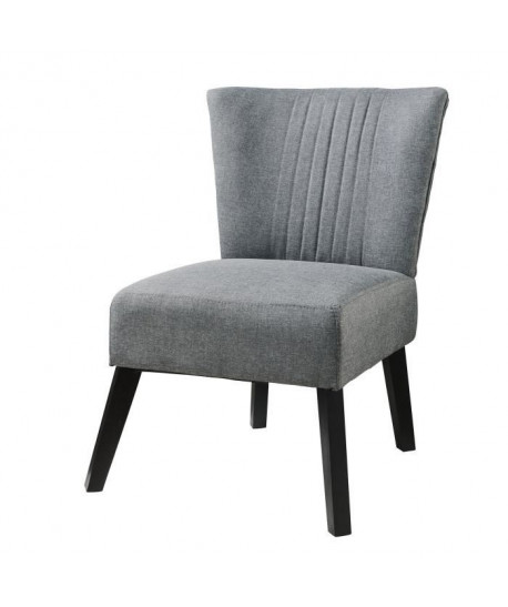 NOA Fauteuil crapaud  Tissu gris clair  Bois massif  Scandinave  L 52 x P 68 cm