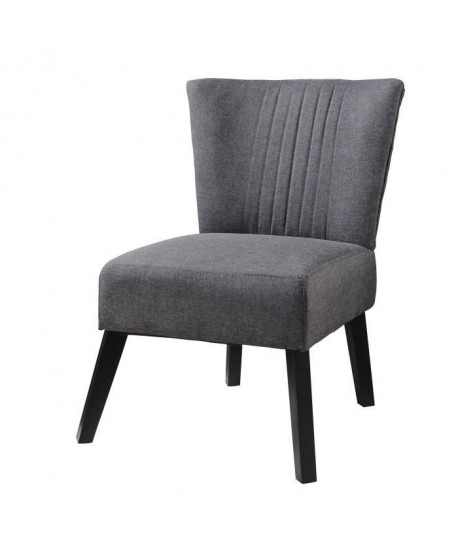 NOA Fauteuil crapaud  Tissu gris anthracite  Bois massif  Scandinave  L 52 x P 68 cm