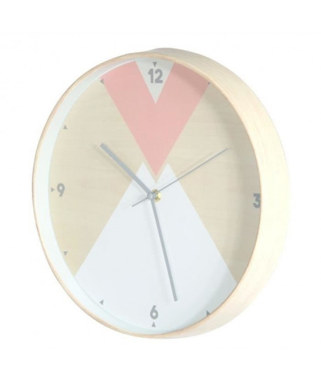 Horloge déco  Bois  Ř30 x 4,5 cm  Rose