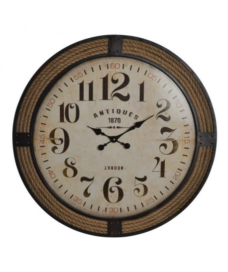 Pendule en bois antique  Ř80 x 4,5 cm  Naturel vieilli  Style cottage