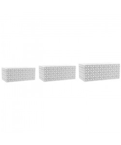 OSTARIA Lot de 2 cachepot rectangulaires Amélie  Carreau de ciment  19,5 x 10,5 x H9 / 25 x 13 x H10,5 cm  Noir et blanc