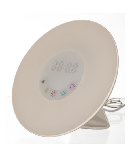 Lampe radio réveil  Lumiere progressive et couleur RGB  Ř 17 cm  Blanc