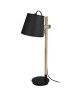 HARRI Lampe de bureau en métal et bois avec abatjour tambour en tissu  Ř 18 x H 48 cm  E14 40 W  Noir