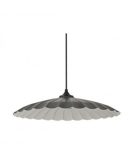 FOLK Suspension en tôle et métal  H 7,5 x Ř 41 cm  Gris anthracite et beige creme  E27 100W